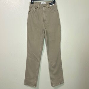 Abercrombie Fitch The 90s Straight Ultra High Rise Curve Love Tan Jeans 25 NWT